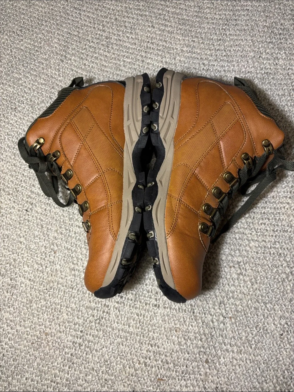 RBX Men's Nitro Tan Leather Hiking Outdoor Trek Boots with Olive Accents